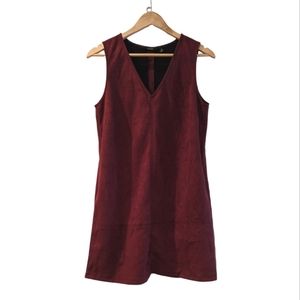 Peach Velvet V-Neck Red Mini Dress